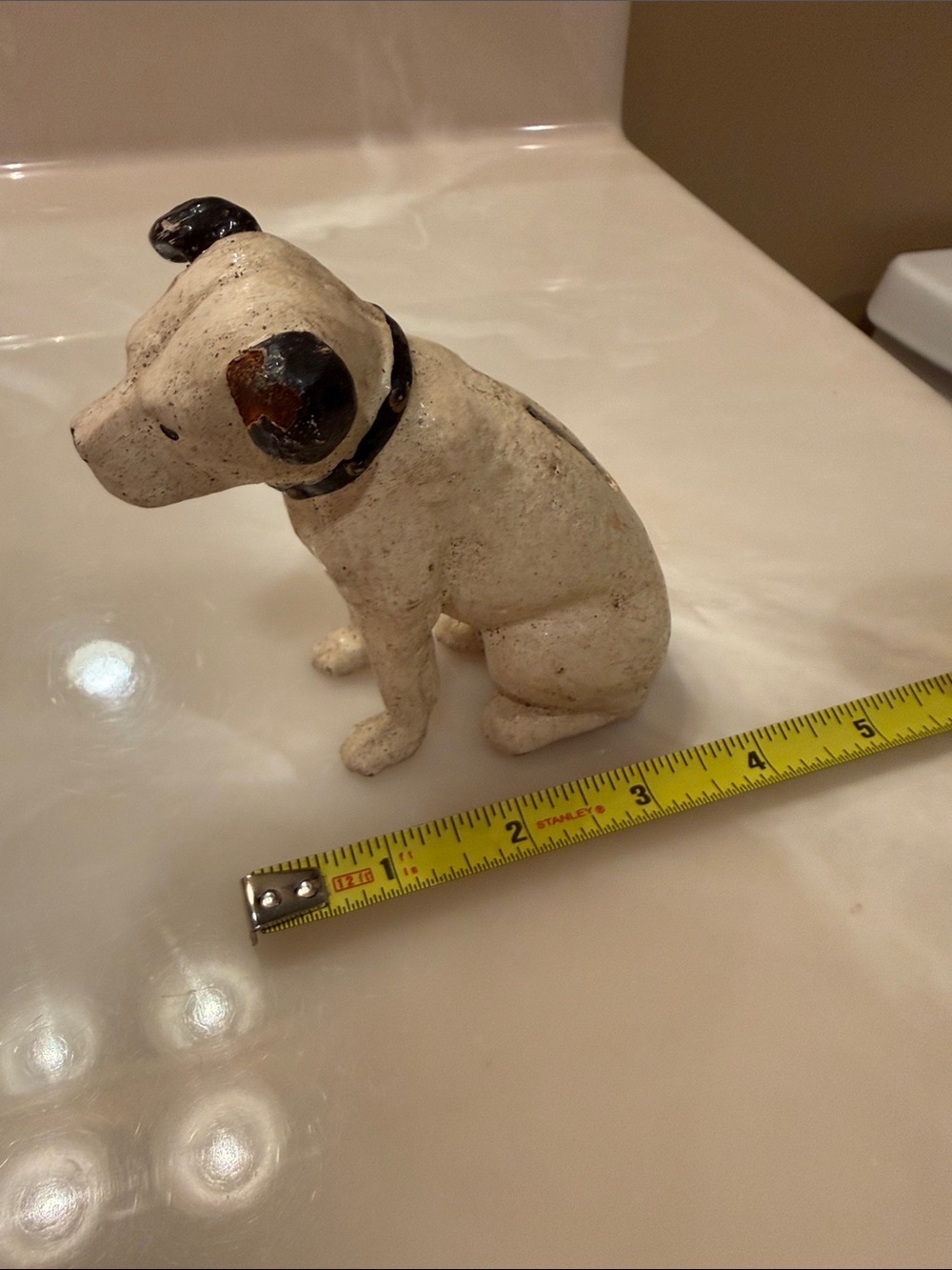 Vintage White and Black Metal Dog Coin Bank - Picture 6 of 6